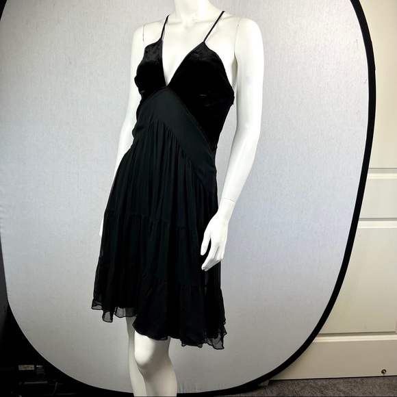 ❗️SOLD❗️NWT Bebe Velvet & Silk Strappy Backless Busty Little Black Mini Dress - Picture 7 of 16
